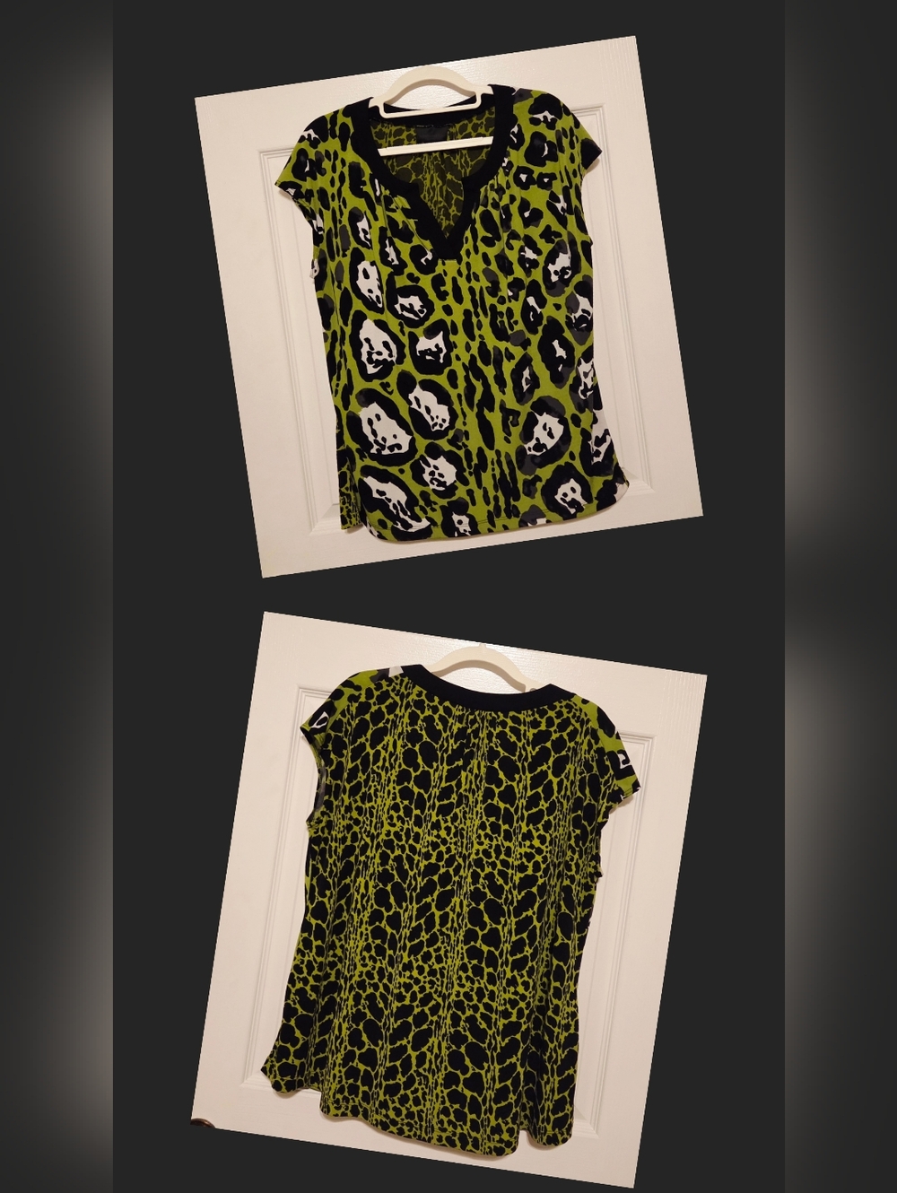 Abstract Leopard Green Blouse